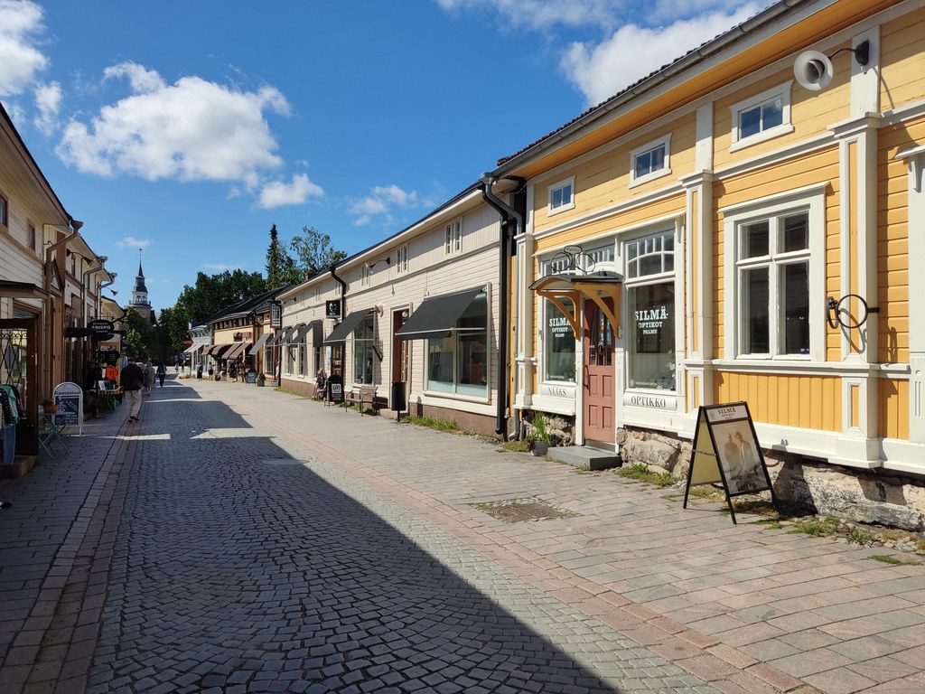 Historisch centrum van Rauma in Finland, foto van rijhuizen